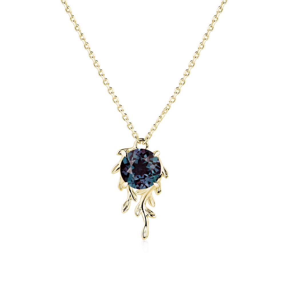 Round Cut Alexandrite Necklace - LUO Jewelry #metal_18k yellow gold