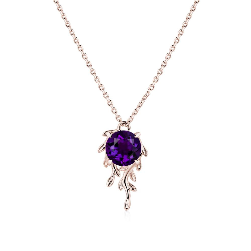 Round Cut Amethyst Necklace - LUO Jewelry #metal_14k rose gold