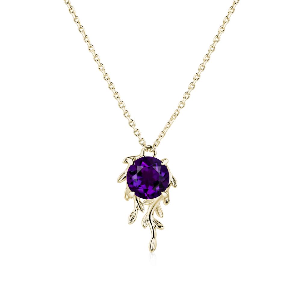 Round Cut Amethyst Necklace - LUO Jewelry #metal_14k yellow gold