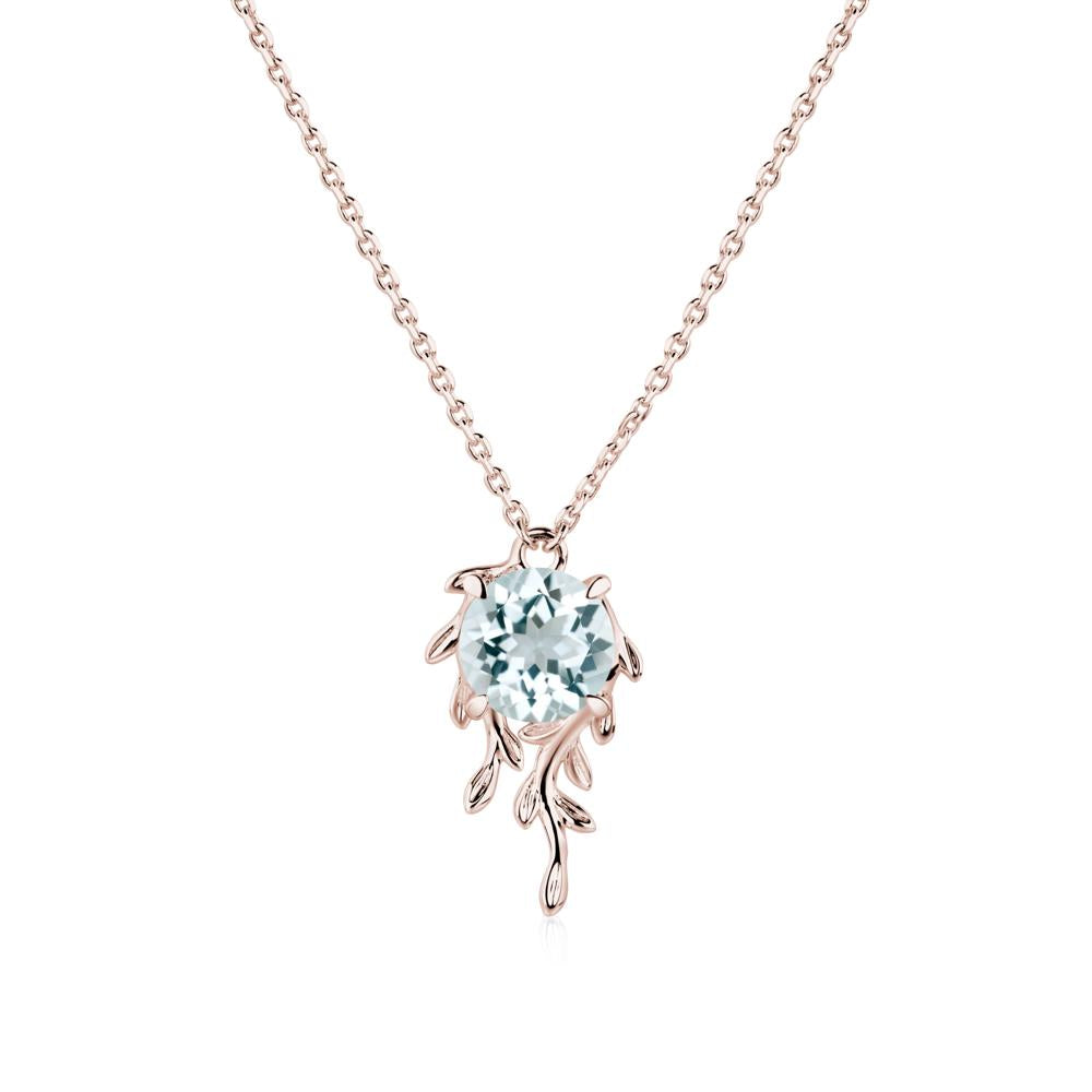 Round Cut Aquamarine Necklace - LUO Jewelry #metal_14k rose gold