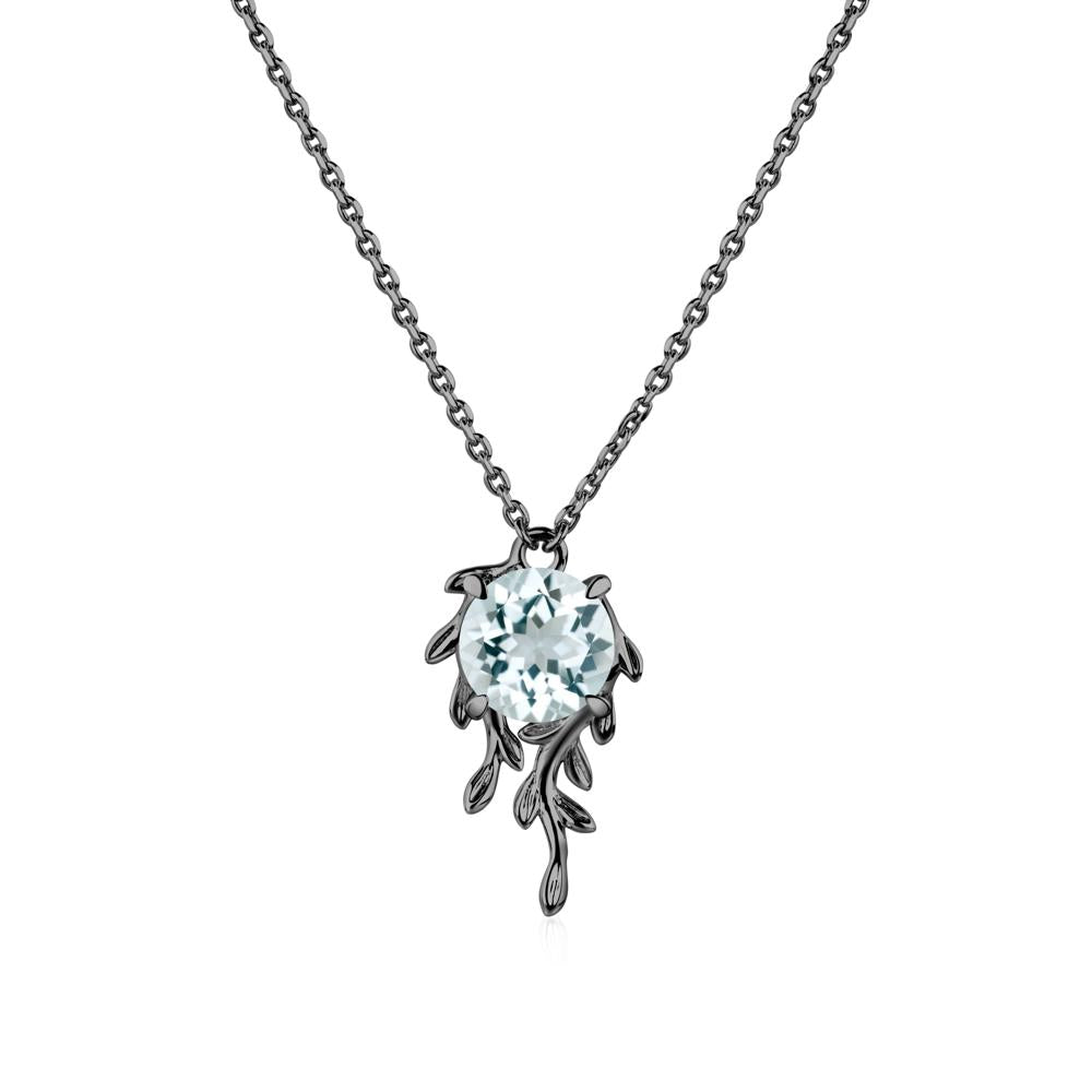 Round Cut Aquamarine Necklace - LUO Jewelry #metal_black finish sterling silver