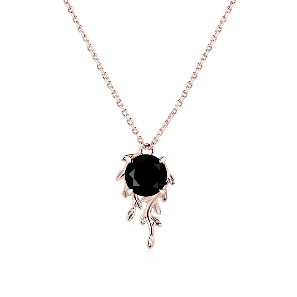 Round Cut Black Spinel Necklace - LUO Jewelry #metal_14k rose gold