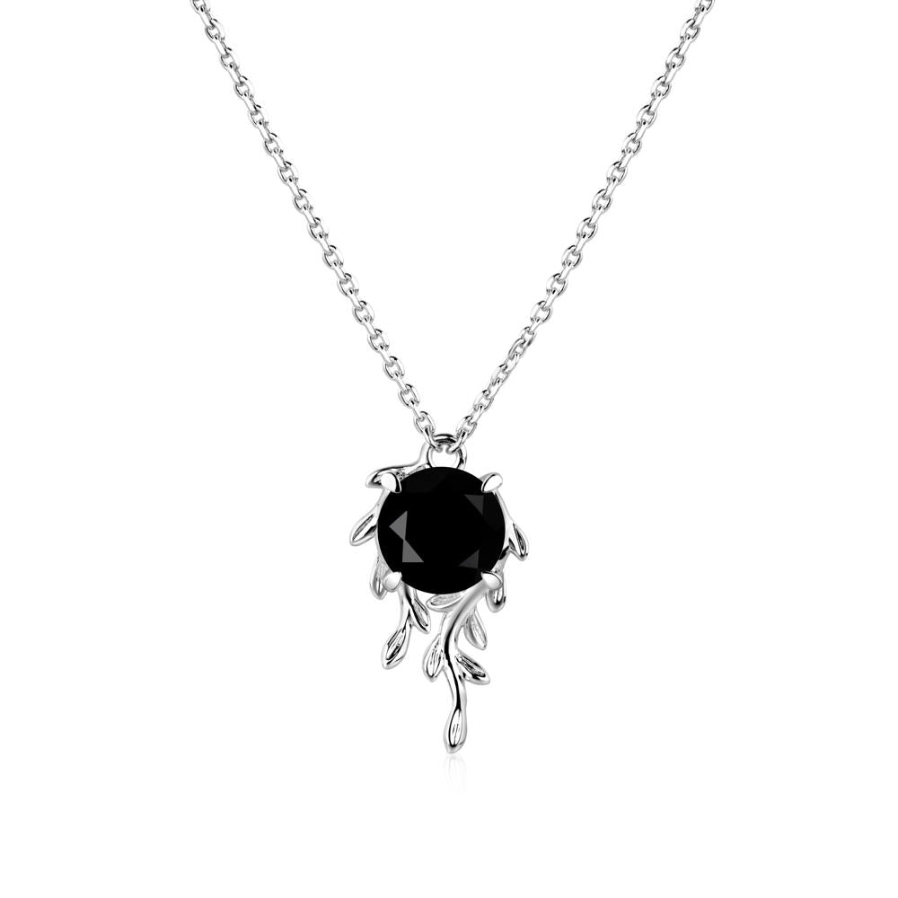 Round Cut Black Spinel Necklace - LUO Jewelry #metal_14k white gold