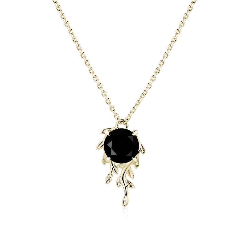 Round Cut Black Spinel Necklace - LUO Jewelry #metal_14k yellow gold