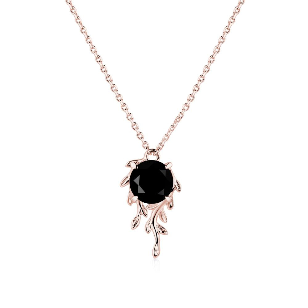 Round Cut Black Spinel Necklace - LUO Jewelry #metal_18k rose gold