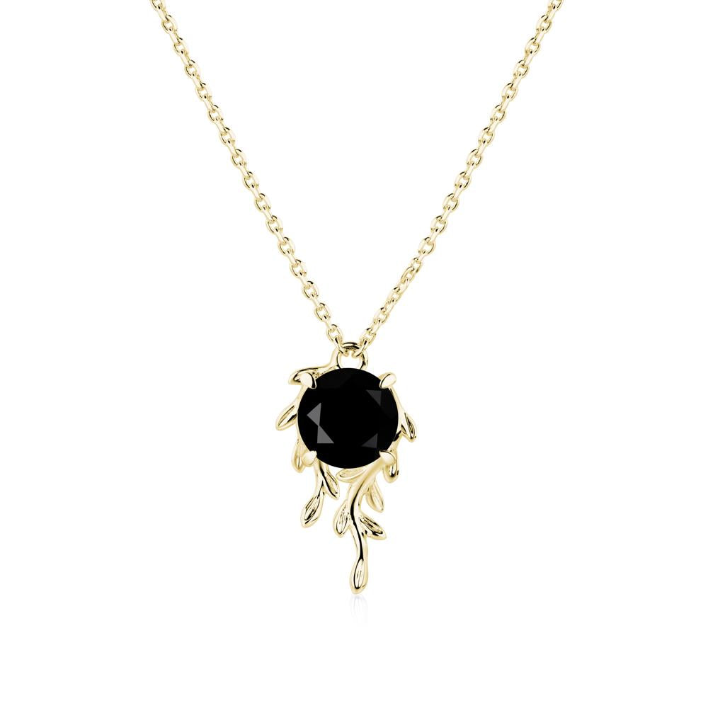 Round Cut Black Spinel Necklace - LUO Jewelry #metal_18k yellow gold