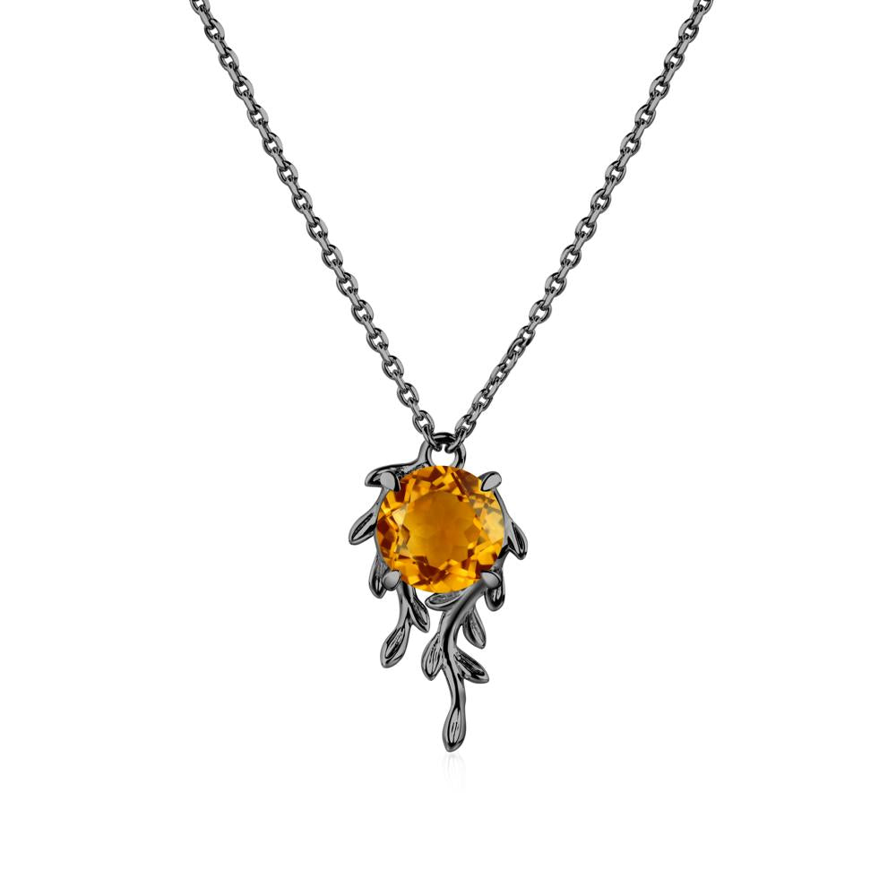 Round Cut Citrine Necklace - LUO Jewelry #metal_black finish sterling silver