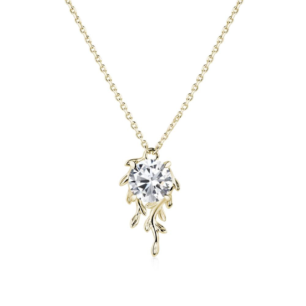 Round Cut Cubic Zirconia Necklace - LUO Jewelry #metal_14k yellow gold