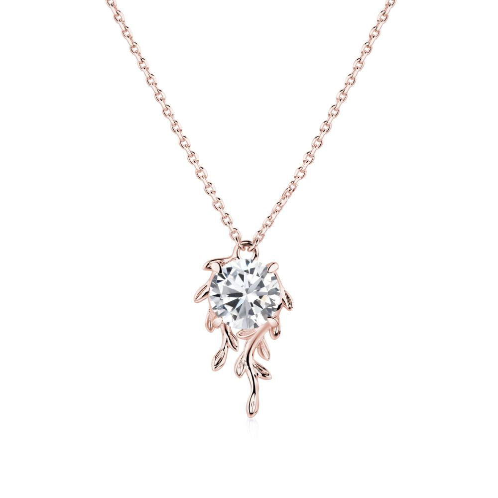 Round Cut Cubic Zirconia Necklace - LUO Jewelry #metal_18k rose gold