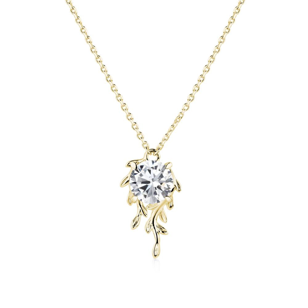 Round Cut Cubic Zirconia Necklace - LUO Jewelry #metal_18k yellow gold