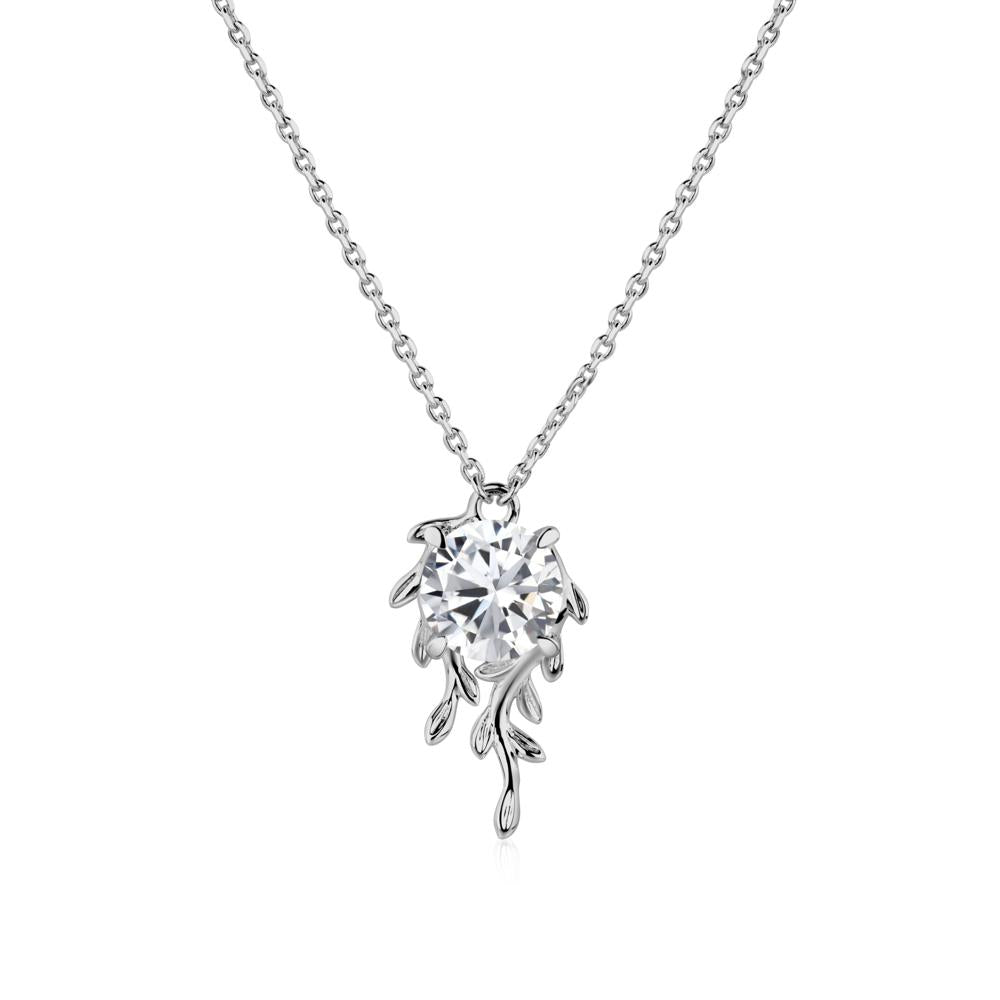 Round Cut Cubic Zirconia Necklace - LUO Jewelry #metal_platinum