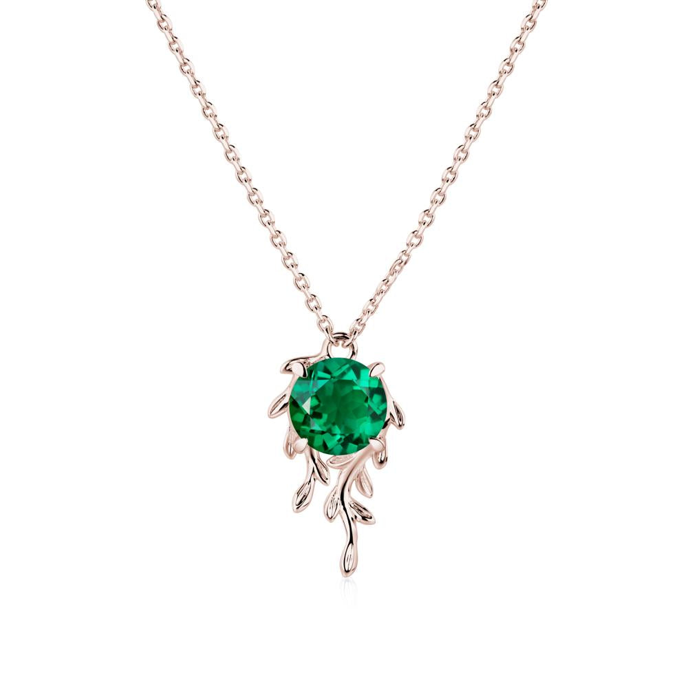 Round Cut Emerald Necklace - LUO Jewelry #metal_14k rose gold