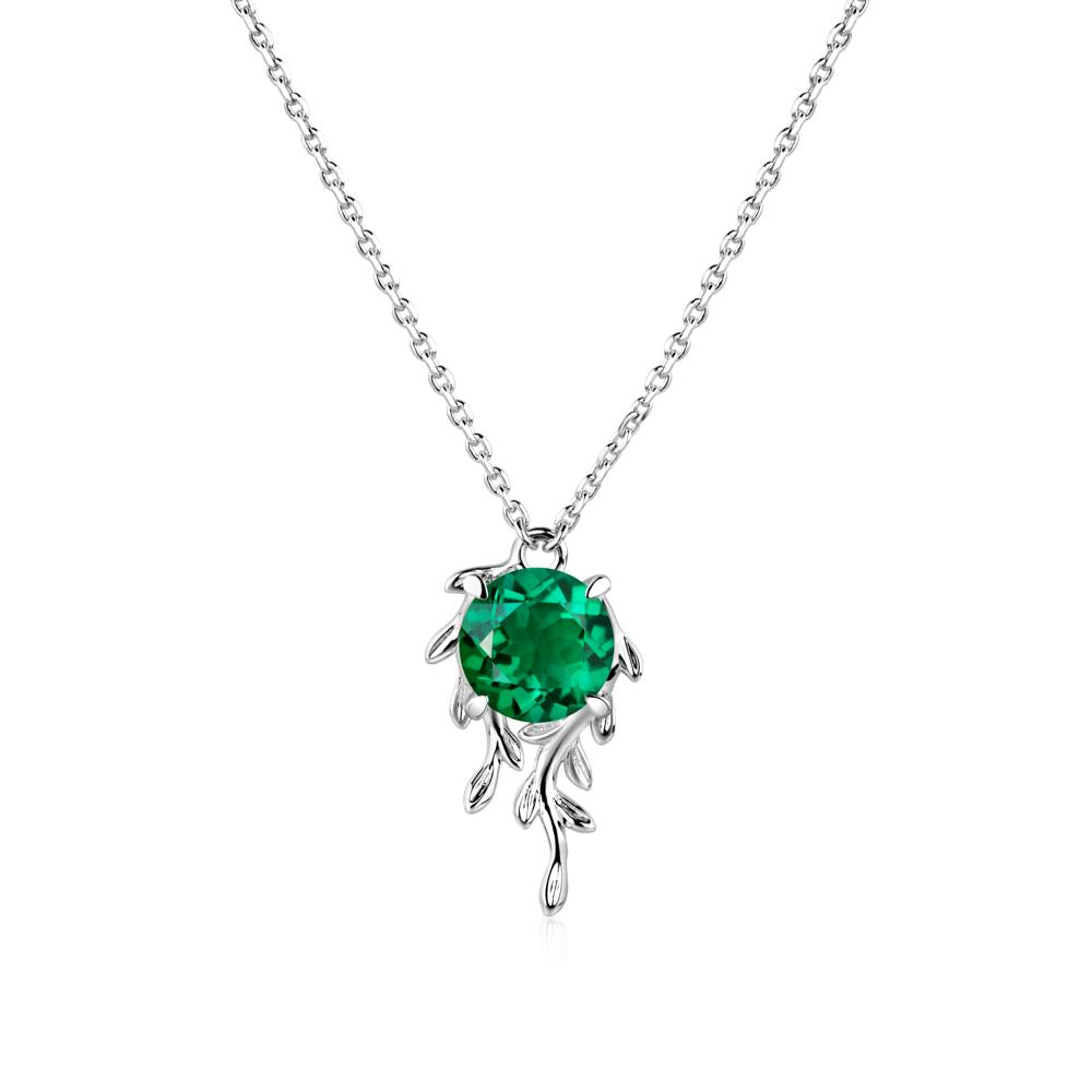 Round Cut Emerald Necklace - LUO Jewelry #metal_14k white gold