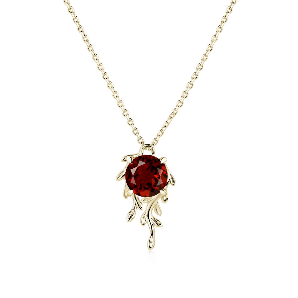 Round Cut Garnet Necklace - LUO Jewelry #metal_14k yellow gold