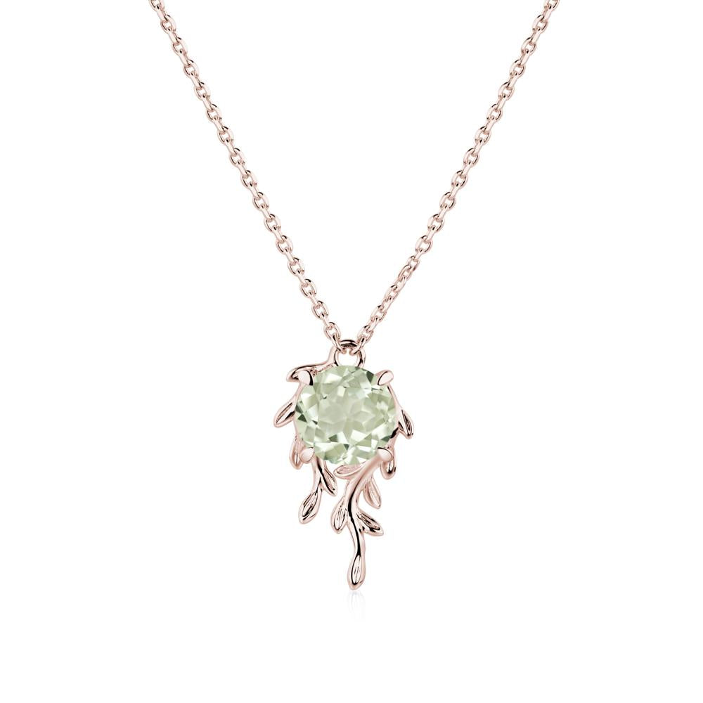 Round Cut Green Amethyst Necklace - LUO Jewelry #metal_14k rose gold