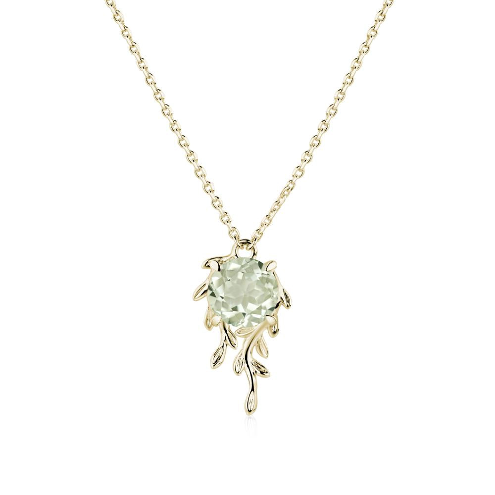 Round Cut Green Amethyst Necklace - LUO Jewelry #metal_14k yellow gold