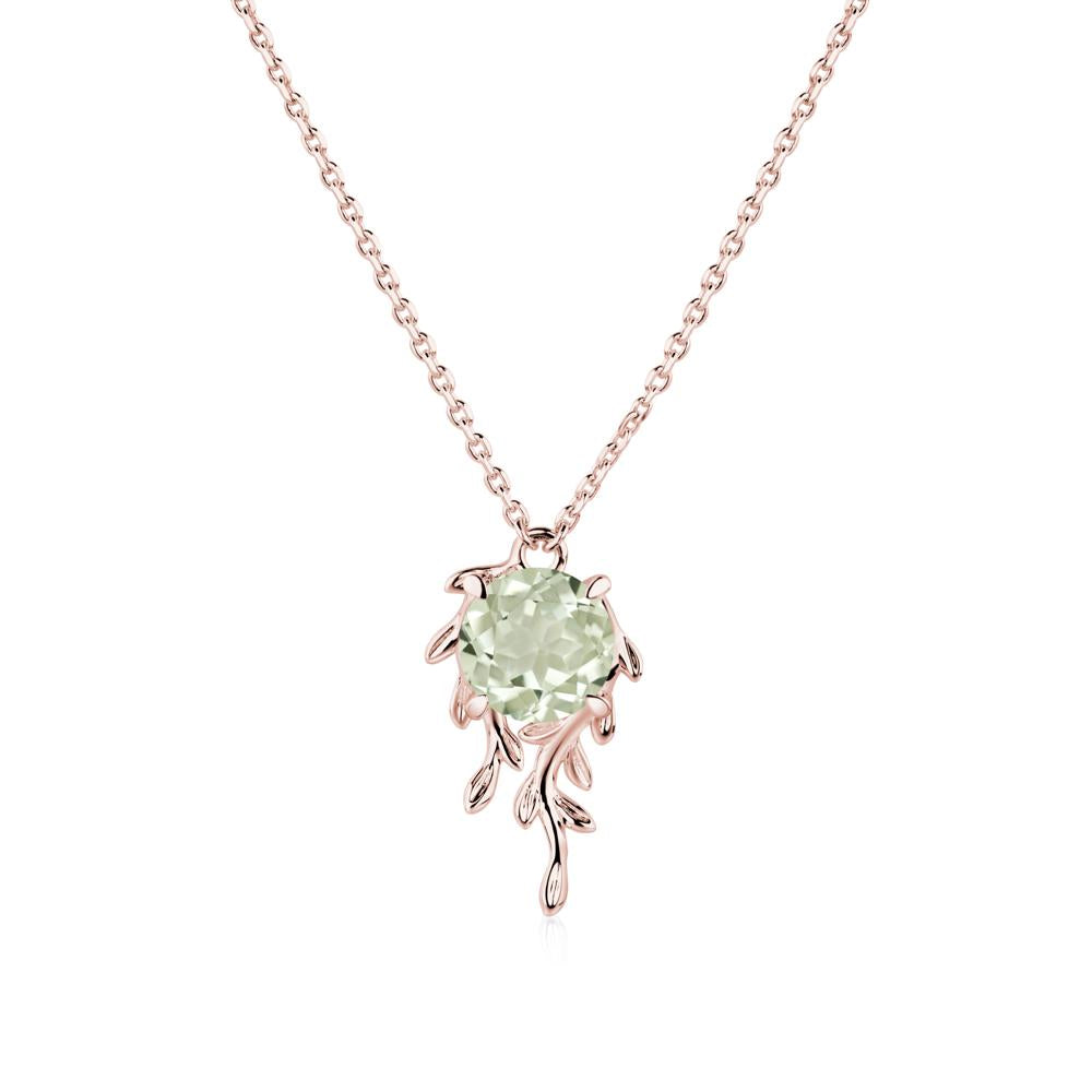 Round Cut Green Amethyst Necklace - LUO Jewelry #metal_18k rose gold