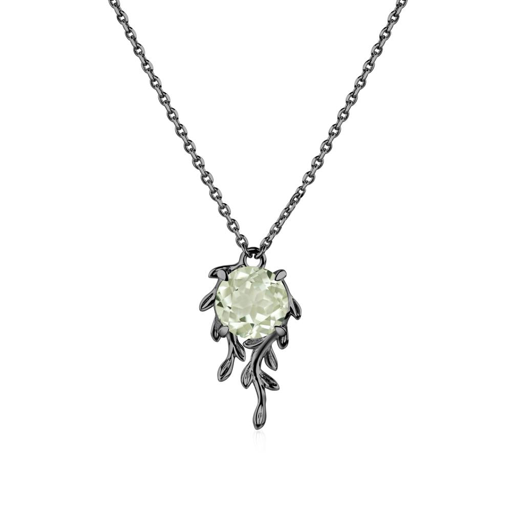 Round Cut Green Amethyst Necklace - LUO Jewelry #metal_black finish sterling silver