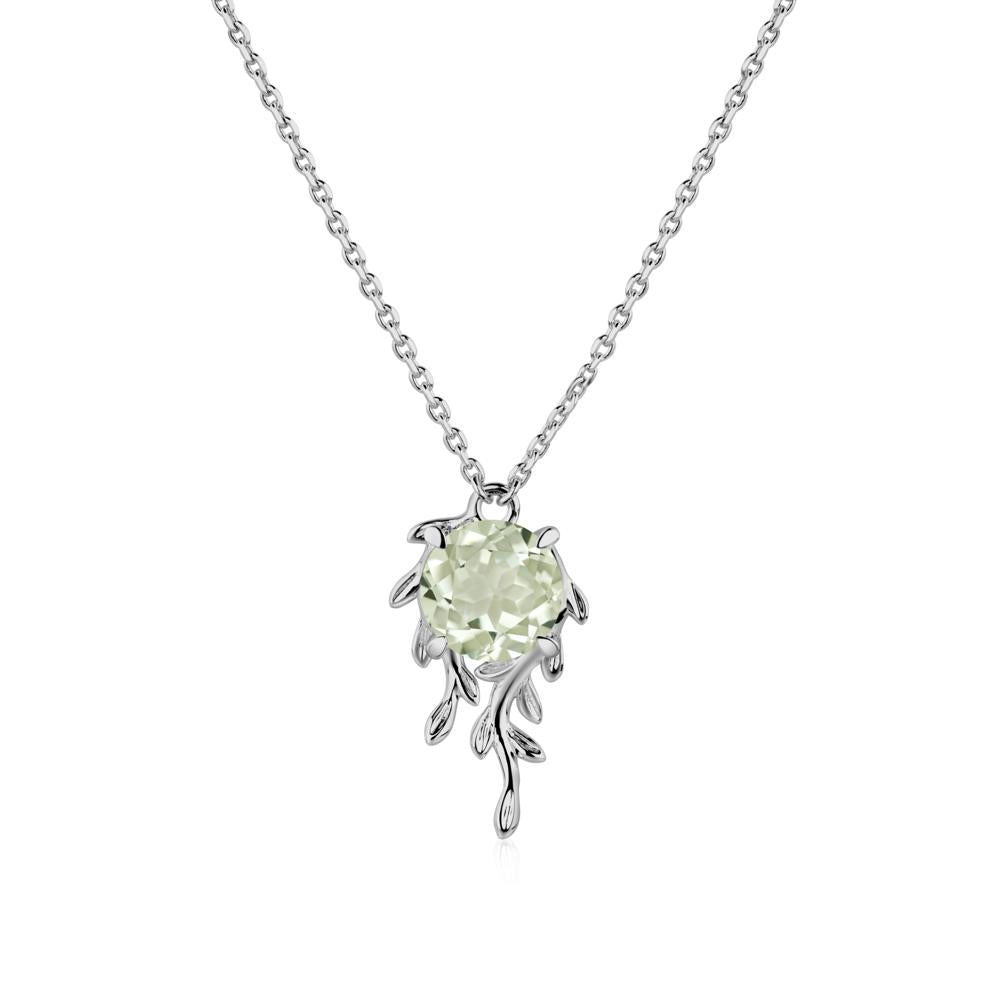 Round Cut Green Amethyst Necklace - LUO Jewelry #metal_platinum