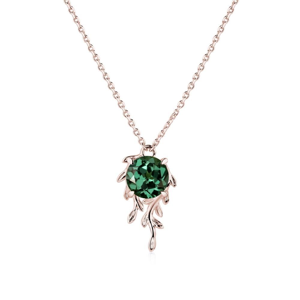 Round Cut Green Sapphire Necklace - LUO Jewelry #metal_14k rose gold