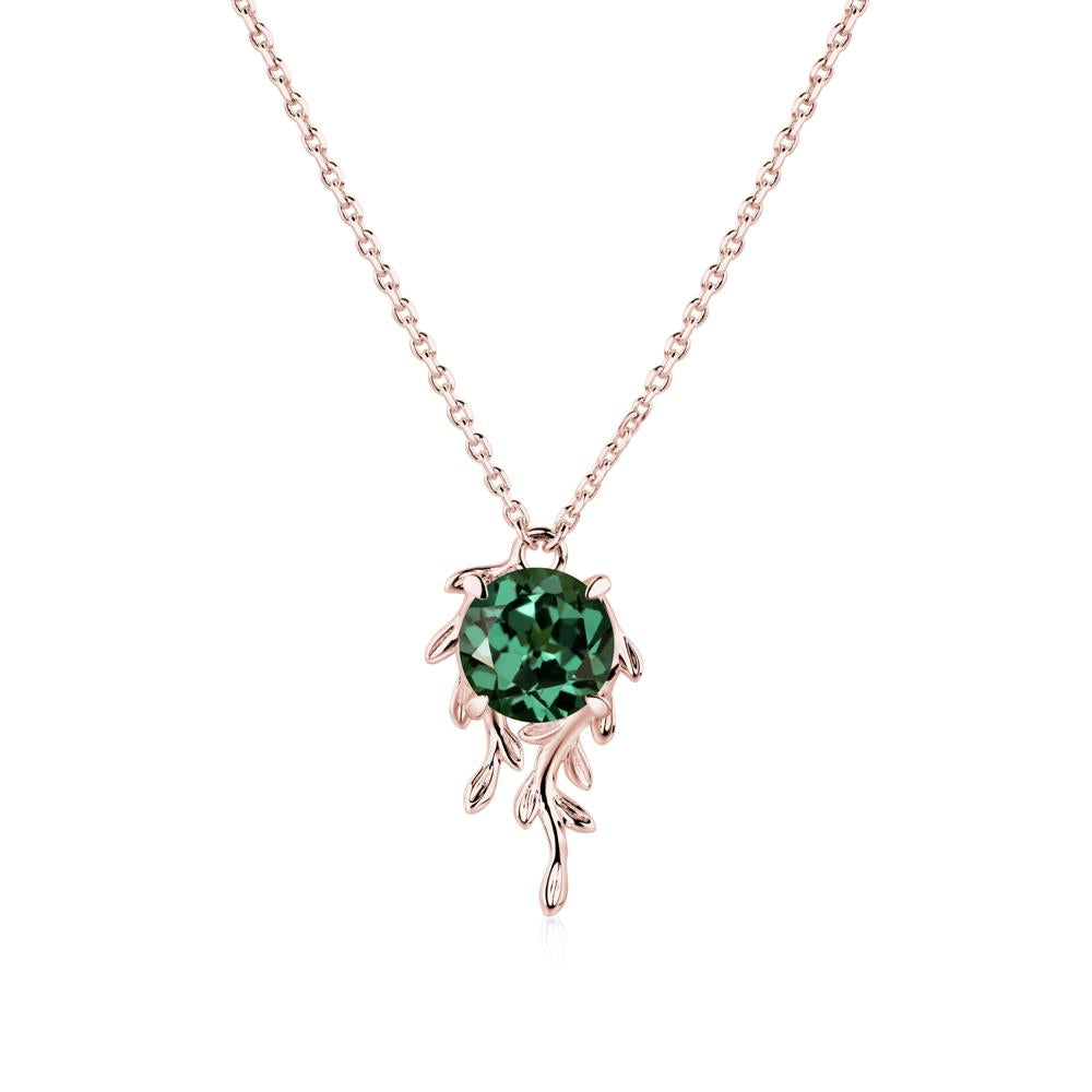 Round Cut Green Sapphire Necklace - LUO Jewelry #metal_18k rose gold