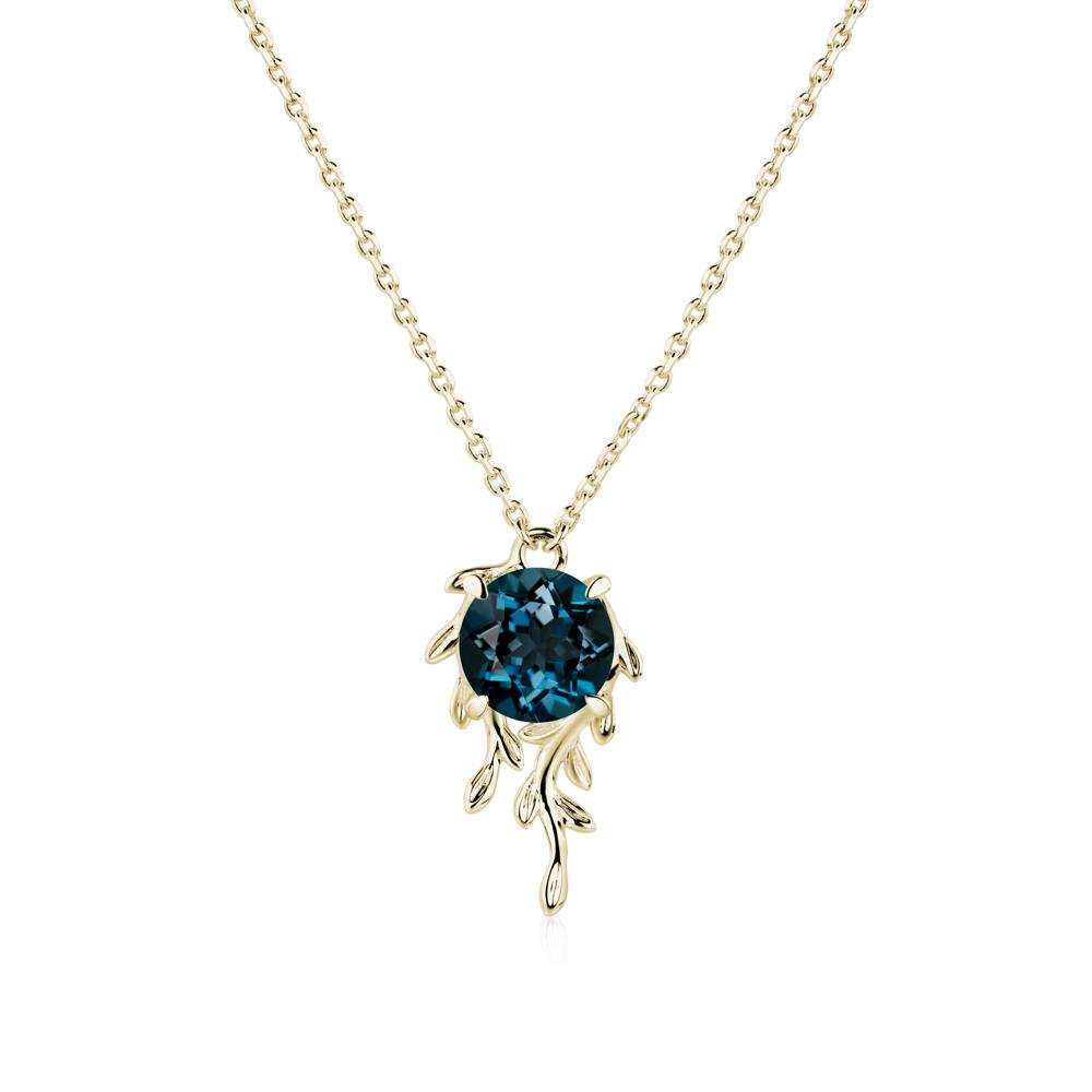 Round Cut London Blue Topaz Necklace - LUO Jewelry #metal_14k yellow gold