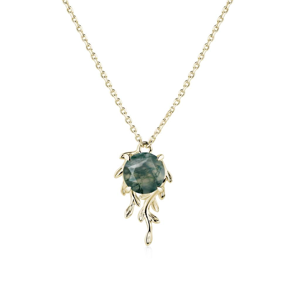 Round Cut Moss Agate Necklace - LUO Jewelry #metal_14k yellow gold