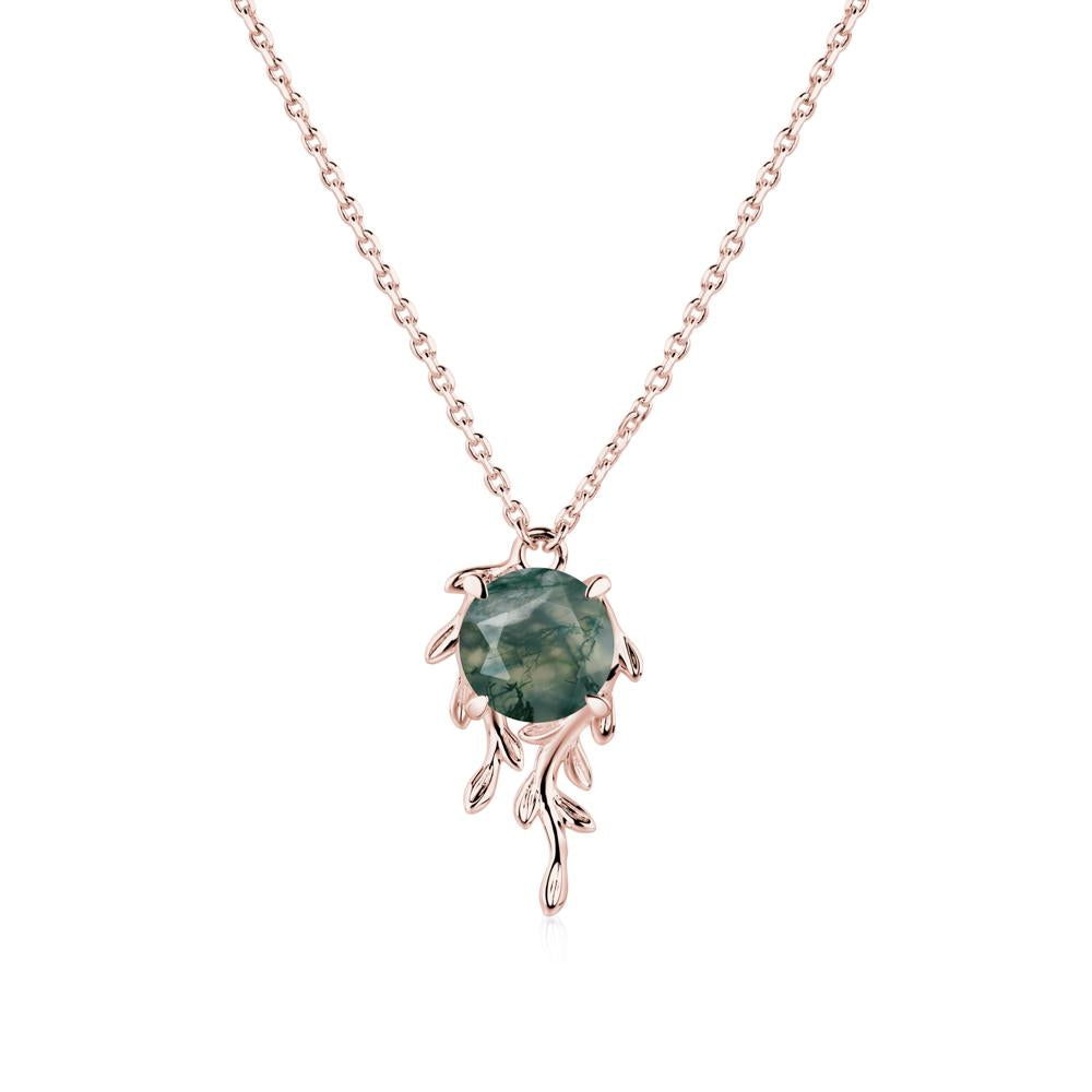 Round Cut Moss Agate Necklace - LUO Jewelry #metal_18k rose gold