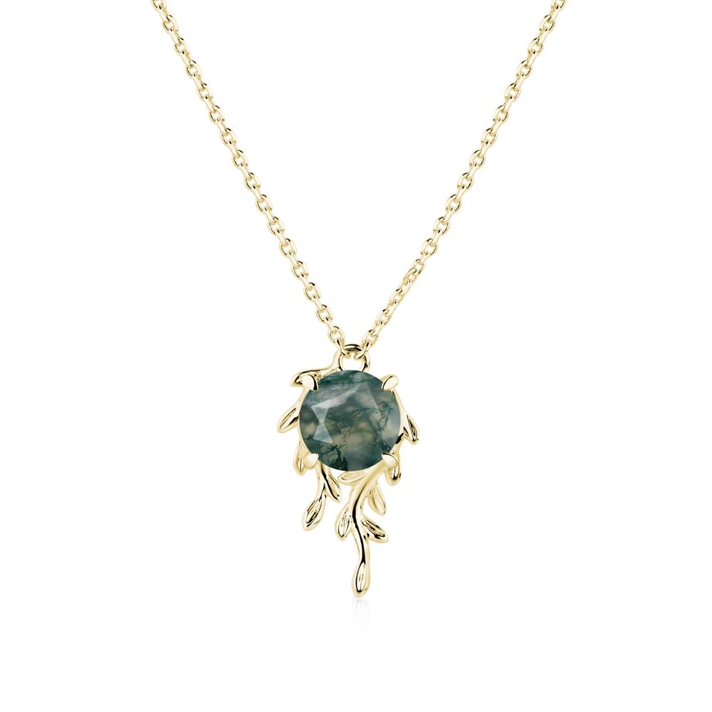 Round Cut Moss Agate Necklace - LUO Jewelry #metal_18k yellow gold