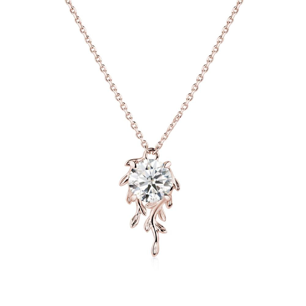 Round Cut Moissanite Necklace - LUO Jewelry #metal_14k rose gold