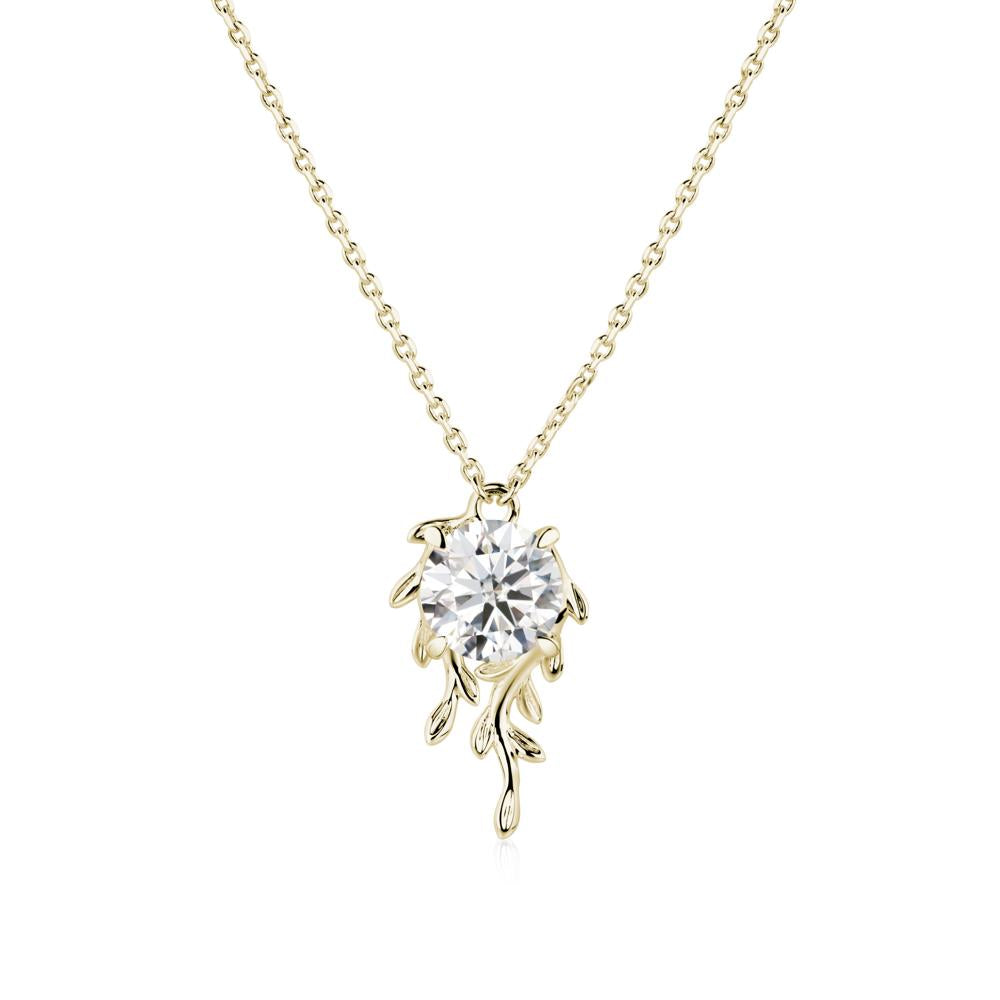 Round Cut Moissanite Necklace - LUO Jewelry #metal_14k yellow gold