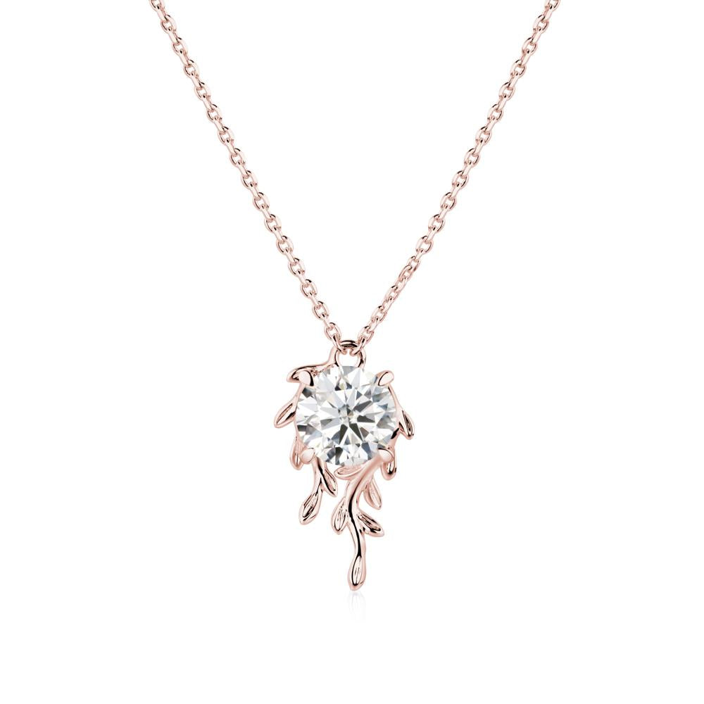 Round Cut Moissanite Necklace - LUO Jewelry #metal_18k rose gold