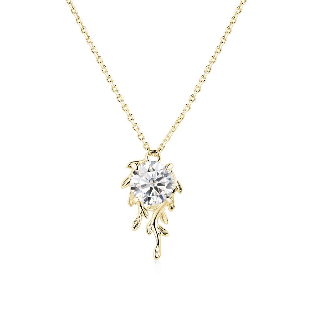 Round Cut Moissanite Necklace - LUO Jewelry #metal_18k yellow gold