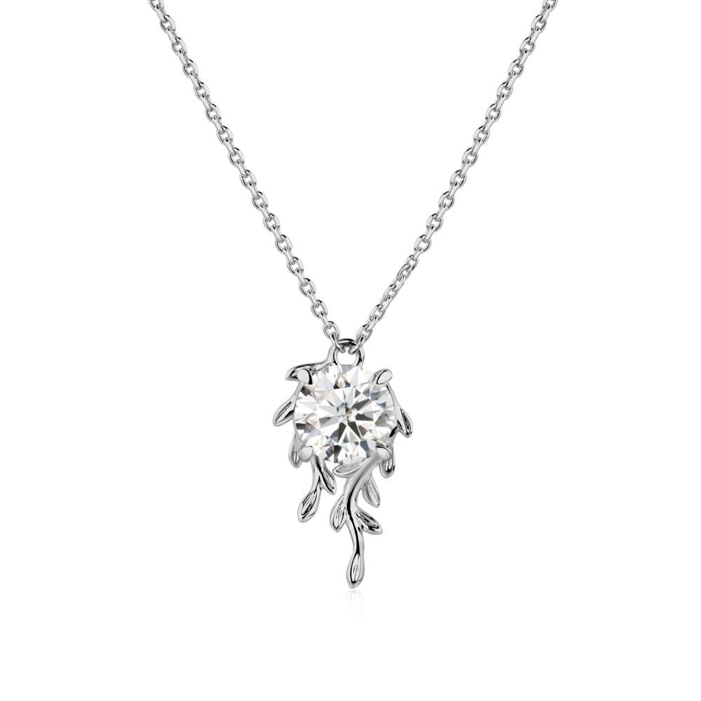 Round Cut Moissanite Necklace - LUO Jewelry #metal_platinum