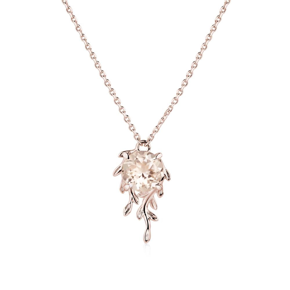 Round Cut Morganite Necklace - LUO Jewelry #metal_14k rose gold