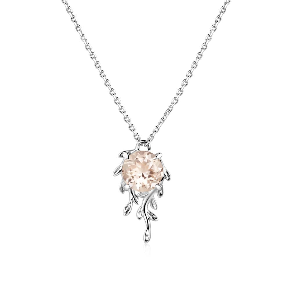 Round Cut Morganite Necklace - LUO Jewelry #metal_14k white gold