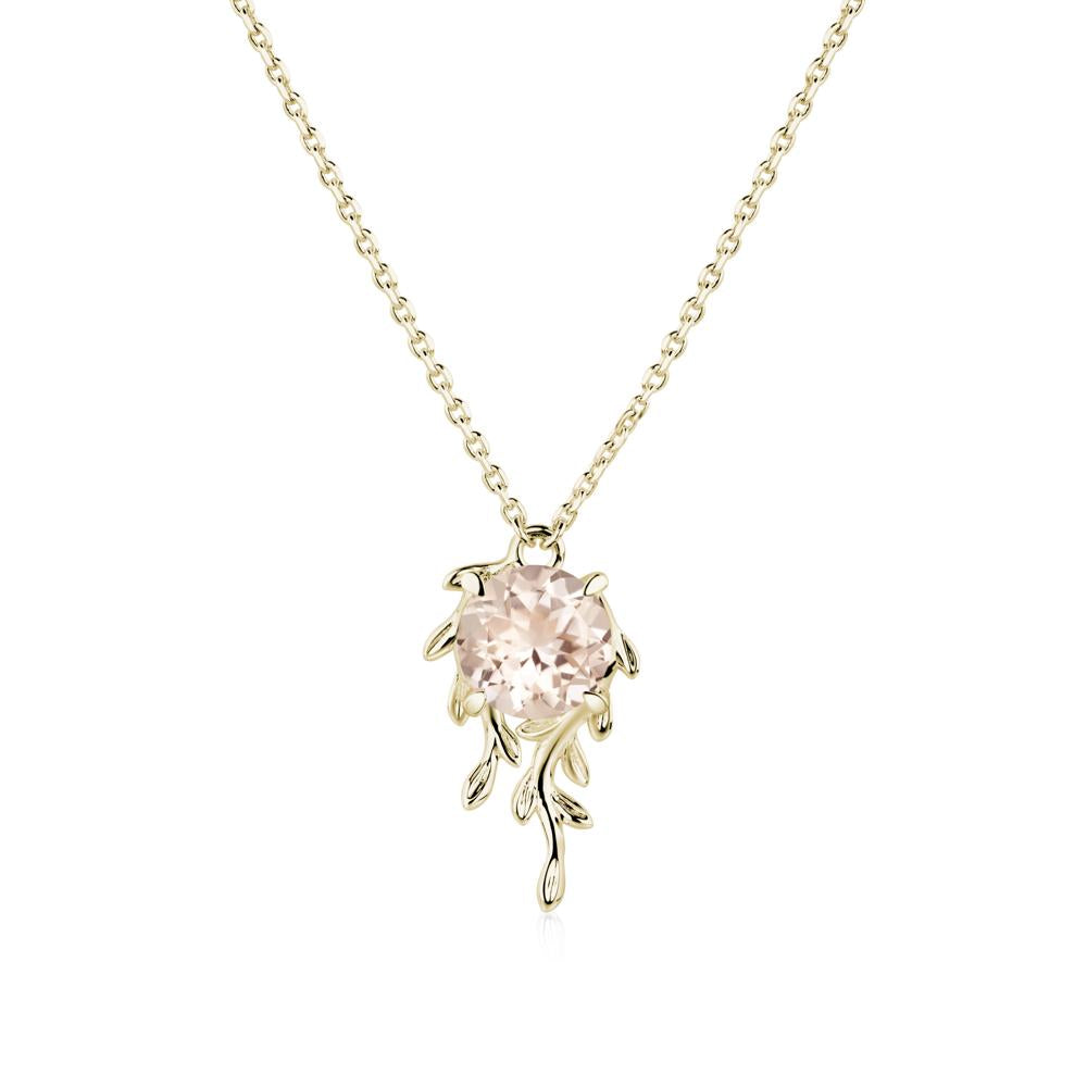 Round Cut Morganite Necklace - LUO Jewelry #metal_14k yellow gold