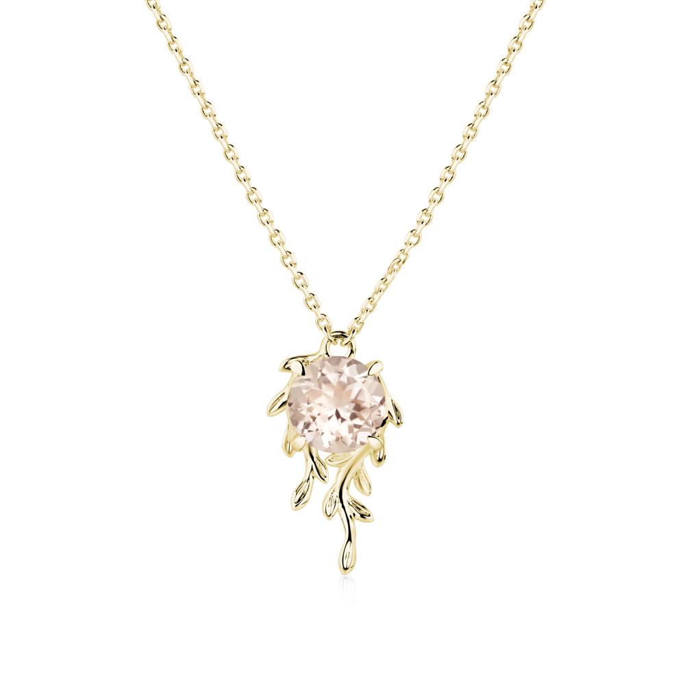 Round Cut Morganite Necklace - LUO Jewelry #metal_18k yellow gold