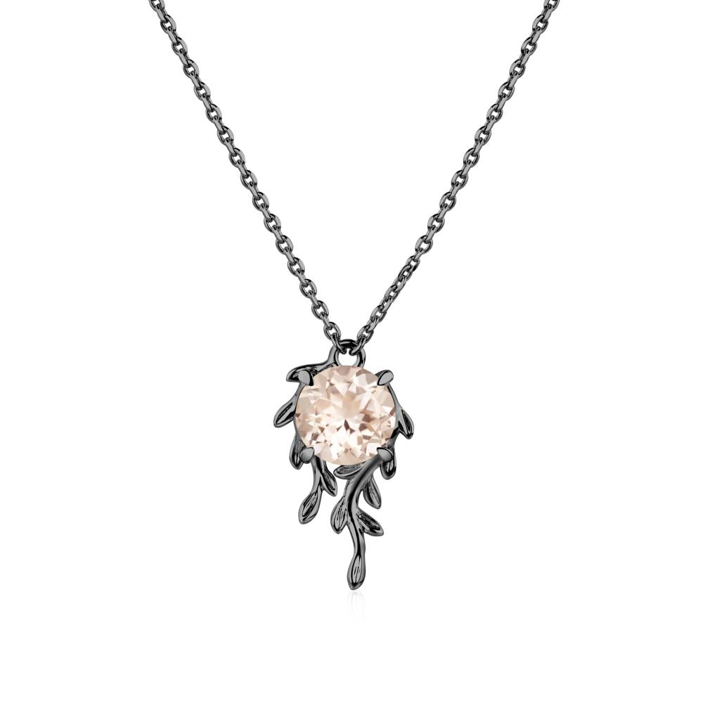 Round Cut Morganite Necklace - LUO Jewelry #metal_black finish sterling silver