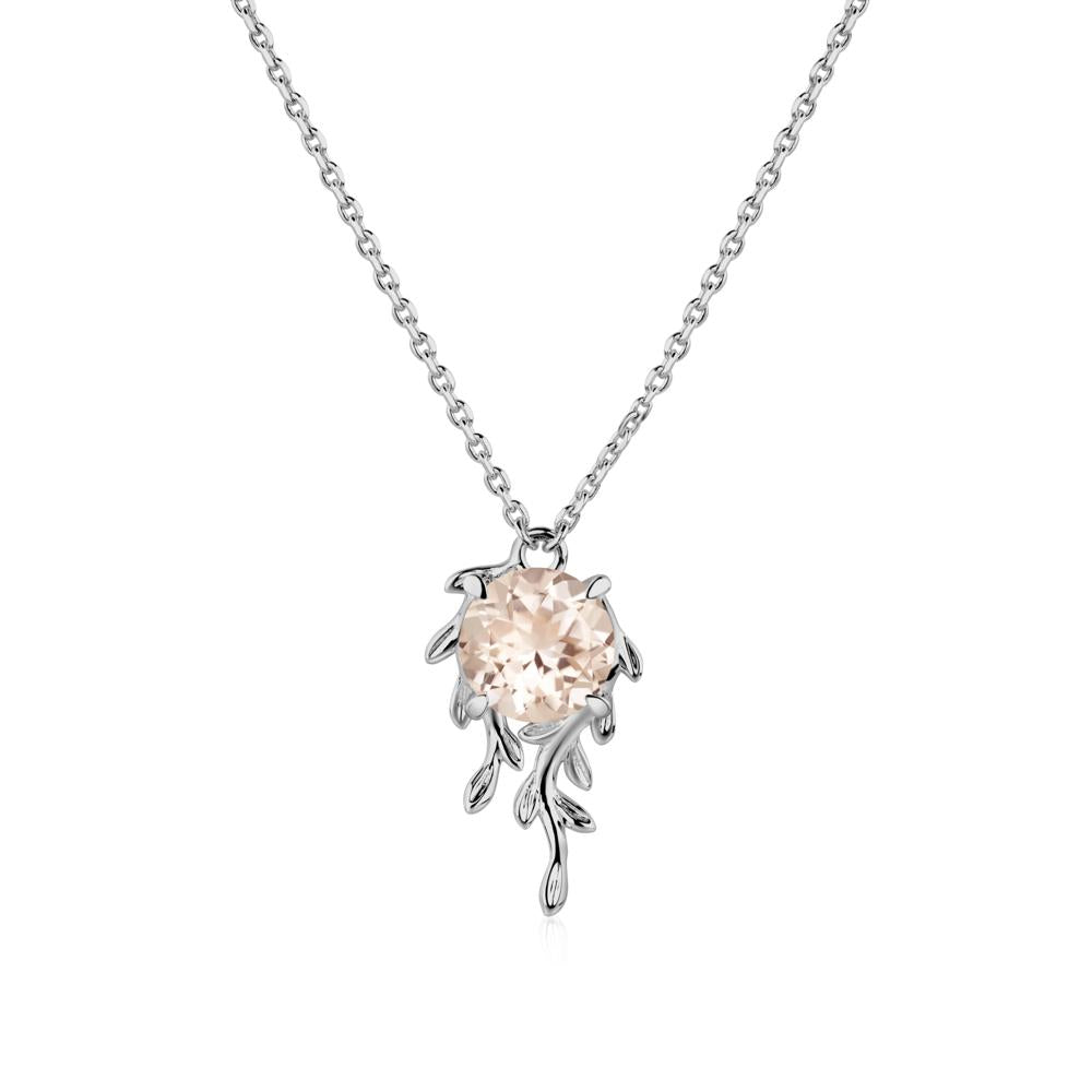 Round Cut Morganite Necklace - LUO Jewelry #metal_platinum