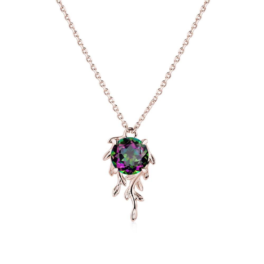 Round Cut Mystic Topaz Necklace - LUO Jewelry #metal_14k rose gold