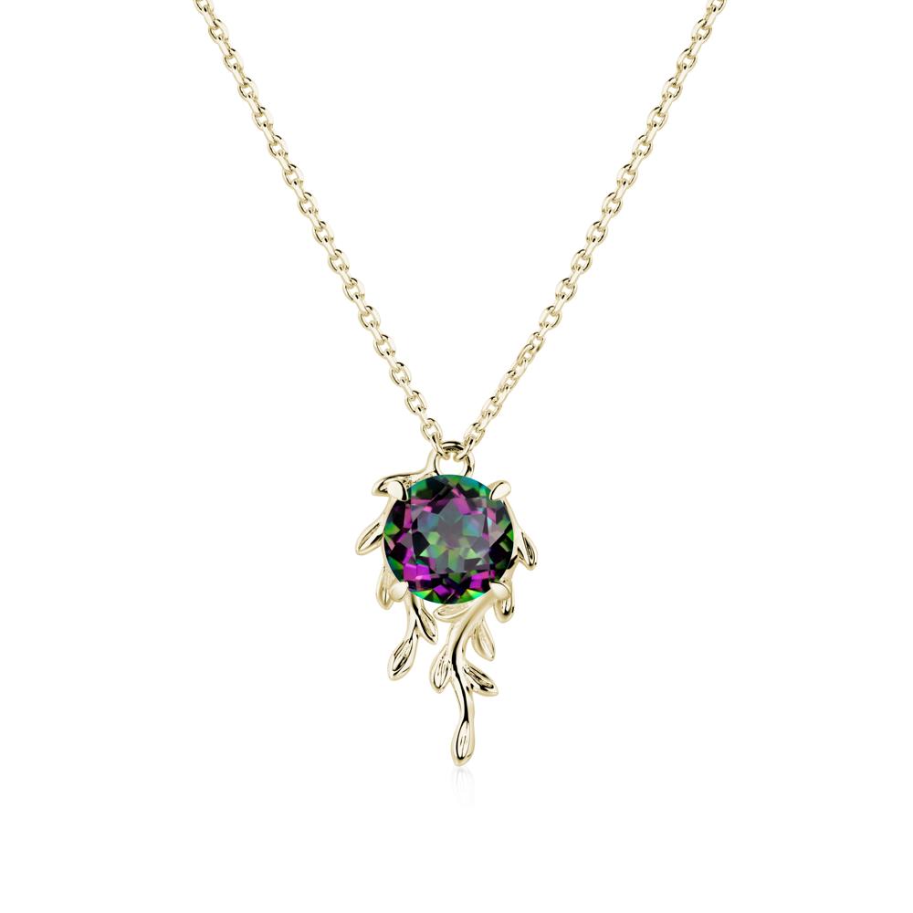 Round Cut Mystic Topaz Necklace - LUO Jewelry #metal_14k yellow gold