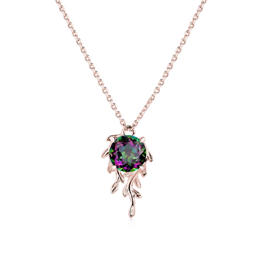 Round Cut Mystic Topaz Necklace - LUO Jewelry #metal_18k rose gold