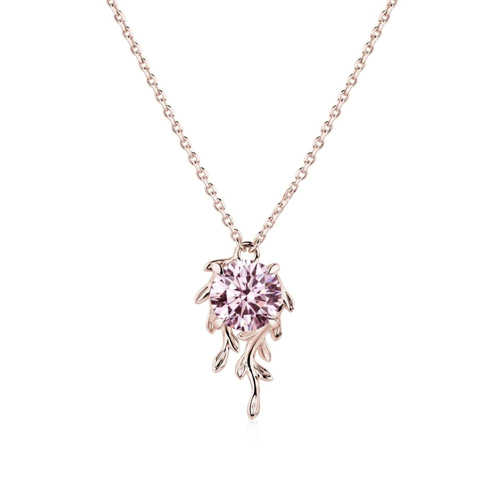 Round Cut Pink Cubic Zirconia Necklace - LUO Jewelry #metal_14k rose gold