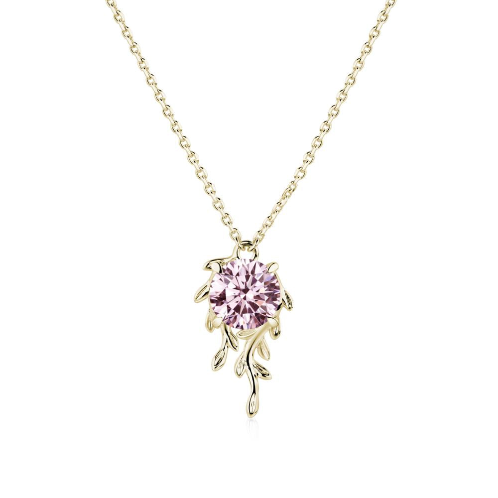 Round Cut Pink Cubic Zirconia Necklace - LUO Jewelry #metal_14k yellow gold