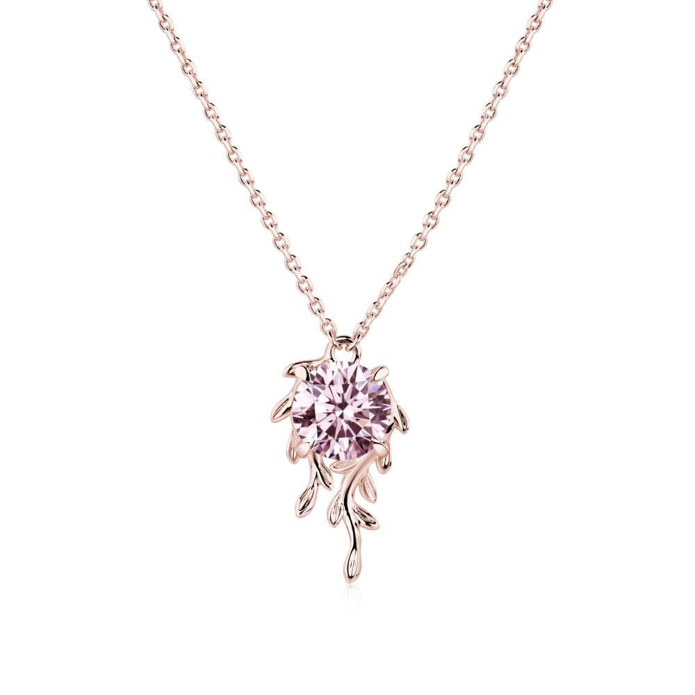 Round Cut Pink Cubic Zirconia Necklace - LUO Jewelry #metal_18k rose gold