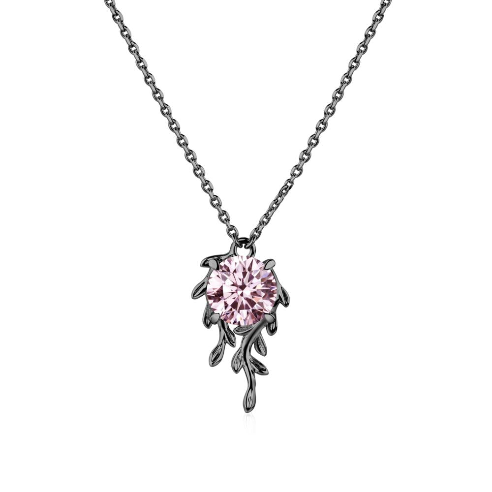 Round Cut Pink Cubic Zirconia Necklace - LUO Jewelry #metal_black finish sterling silver