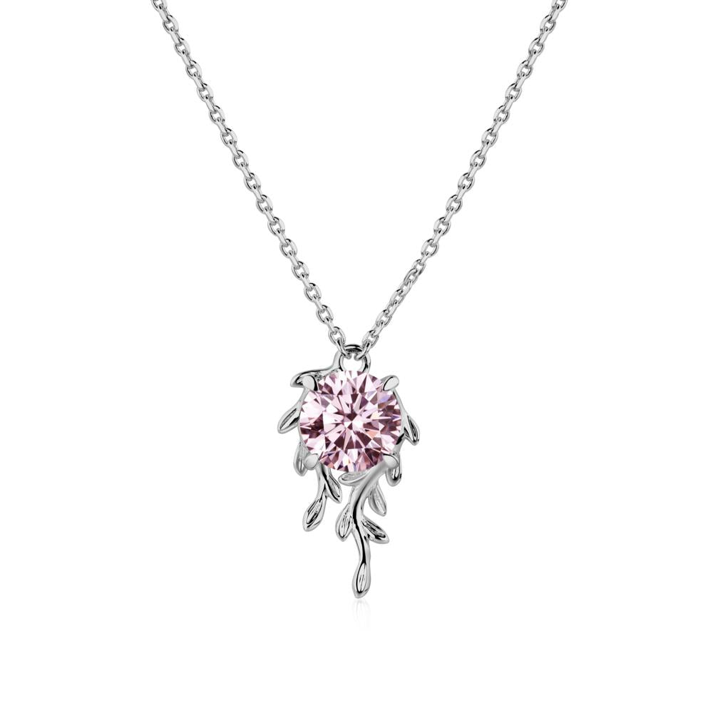 Round Cut Pink Cubic Zirconia Necklace - LUO Jewelry #metal_platinum