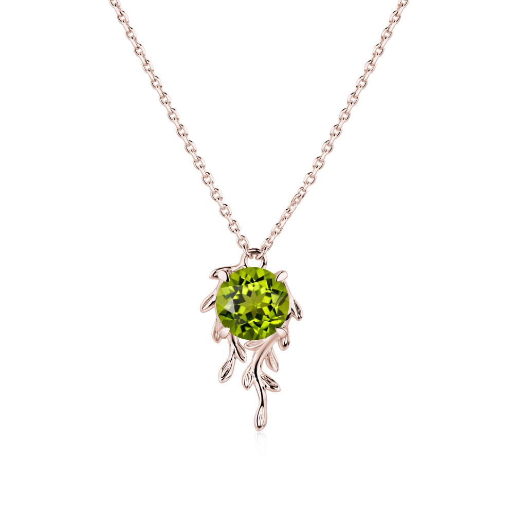 Round Cut Peridot Necklace - LUO Jewelry #metal_14k rose gold