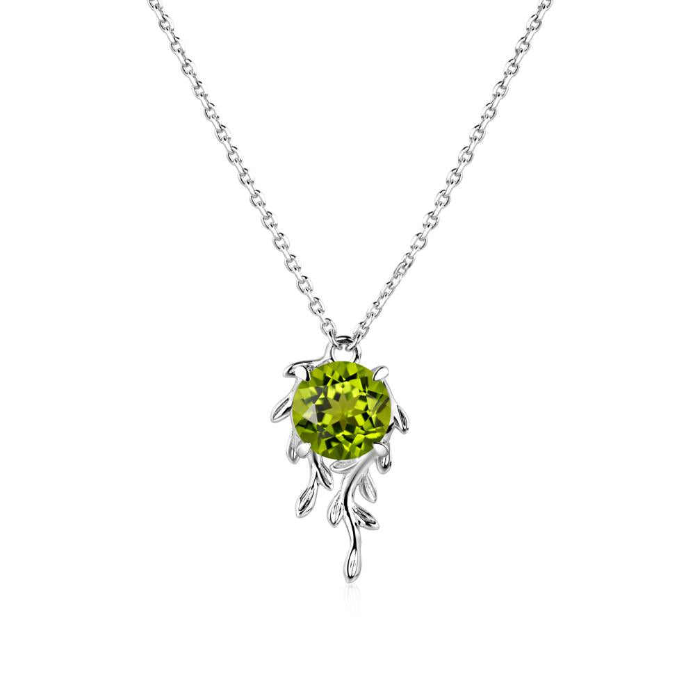 Round Cut Peridot Necklace - LUO Jewelry #metal_14k white gold